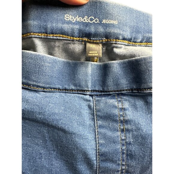 Style & Co XXL Womens Pull-On Mid Rise Jegging Stretch Denim Blue Jeans - Picture 2 of 7